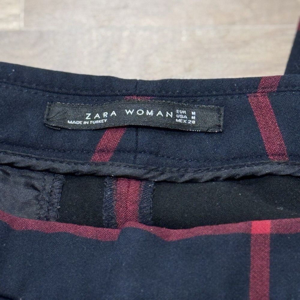 ZARA Checkered Plaid Ankle Dress Pants‎ Trousers-Medium-Blue/Red - Picture 9 of 9